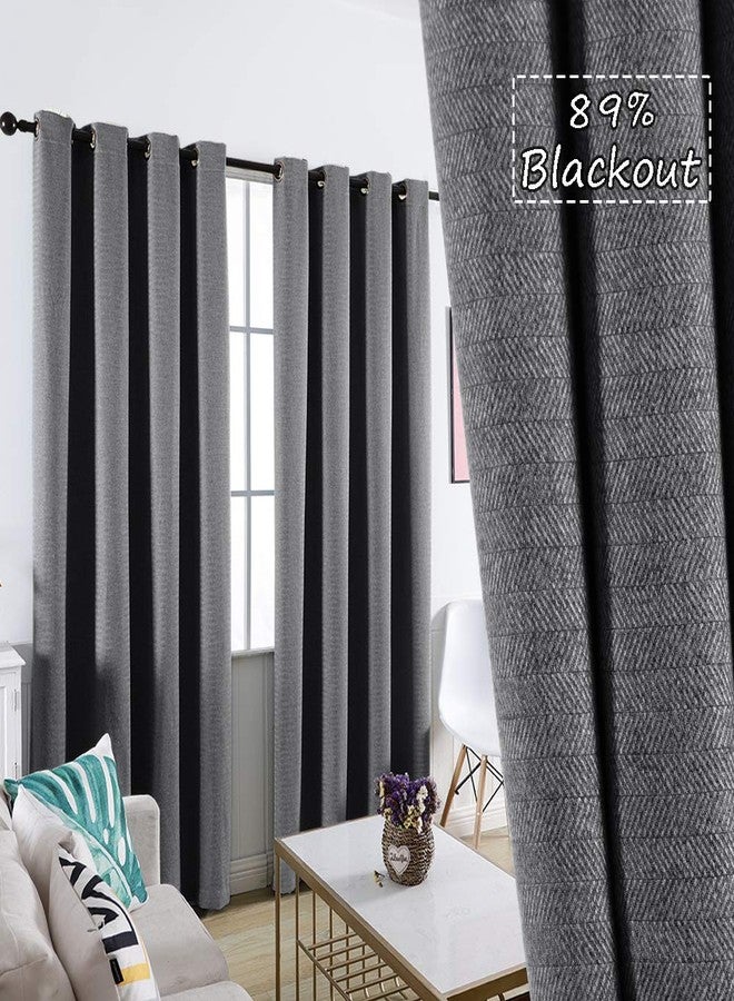 GRALI-DECOR ستائر تعتيم من GRALI-DECOR مزودة بحلقات معدنية في الأعلى، ستائر بنمط متعرج، ألواح عازلة للحرارة للردهات الداخلية، 52 بوصة × 84 بوصة، زوج واحد، رمادي داكن - Image 1